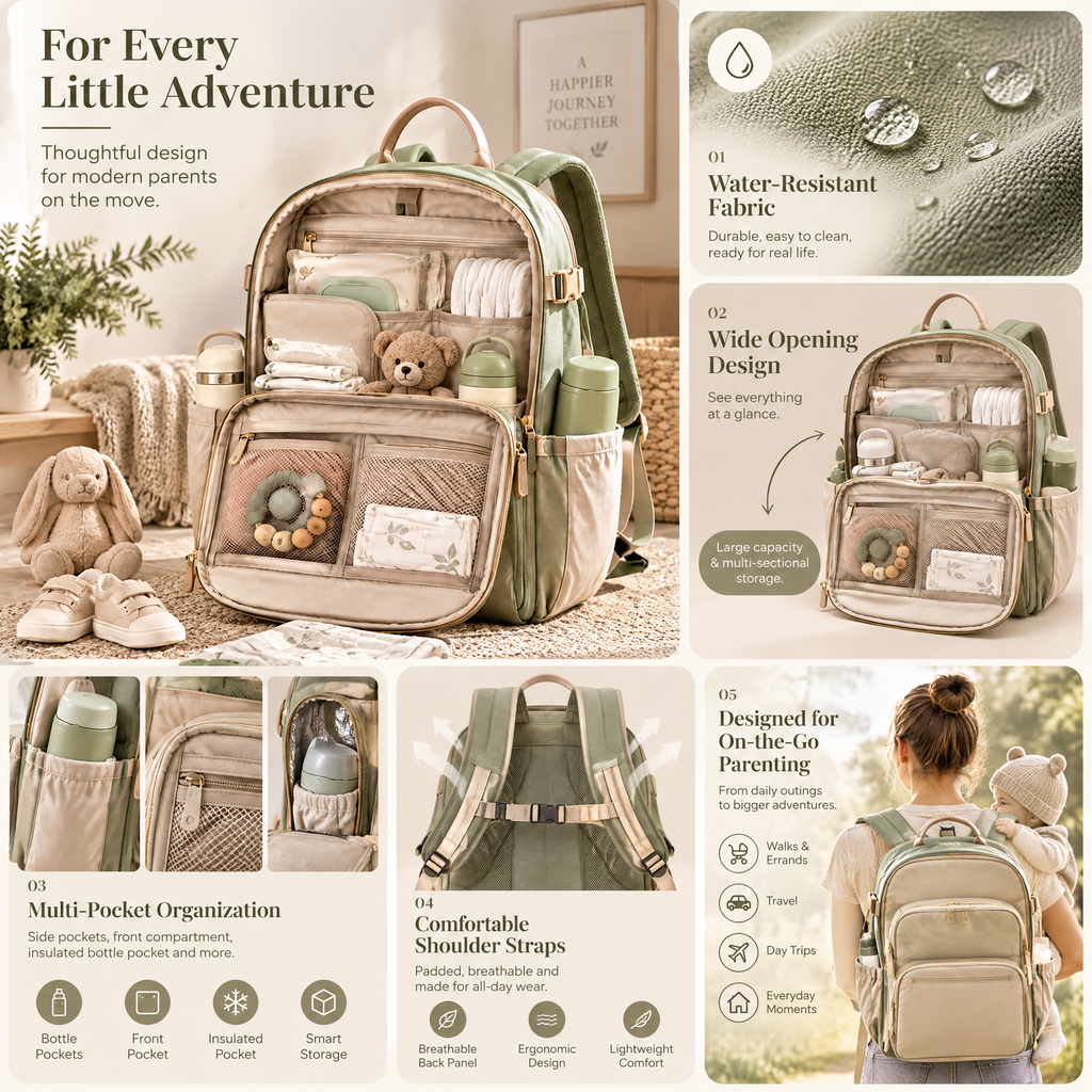 Arvenmont™ Large-Capacity Diaper Backpack