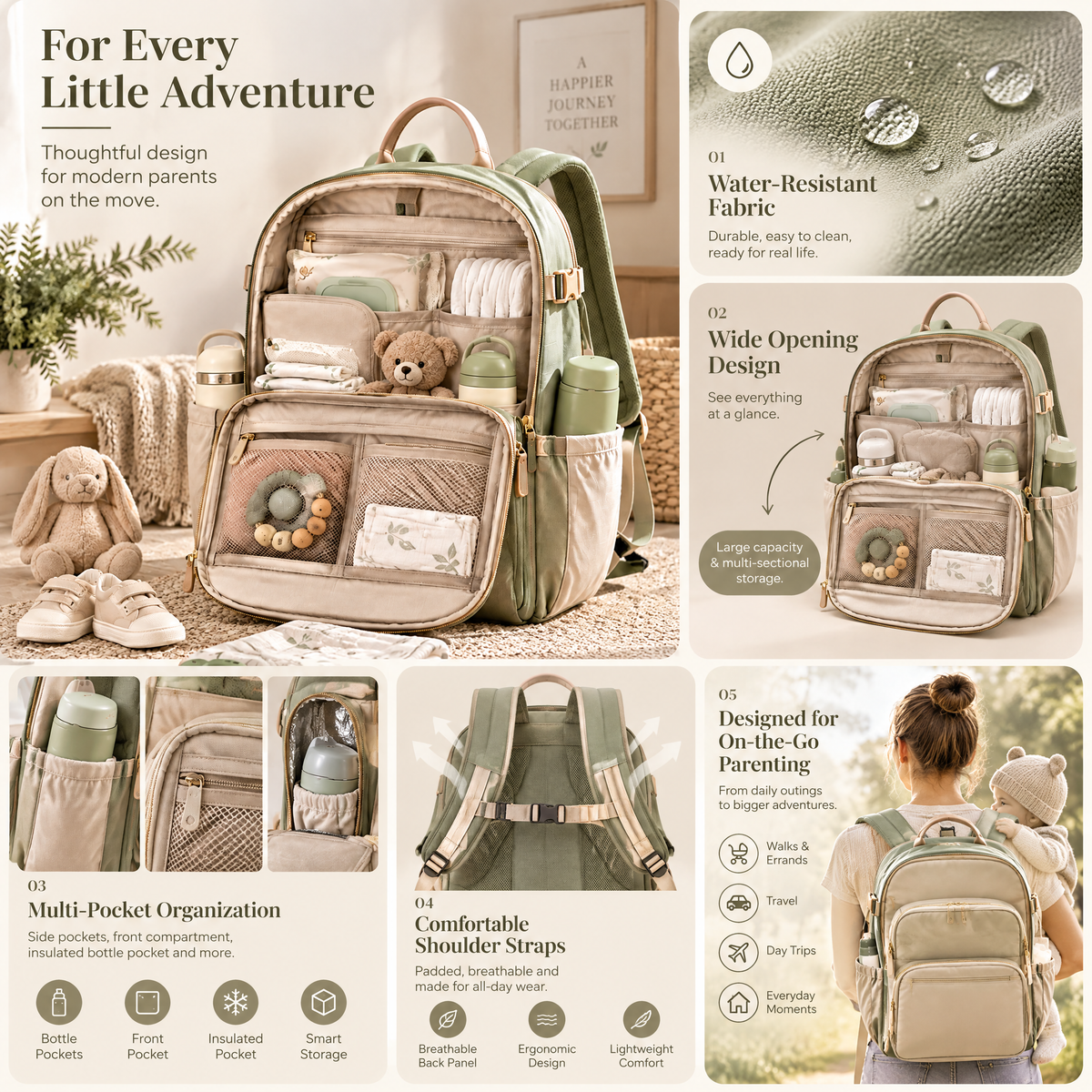 Arvenmont™ Large-Capacity Diaper Backpack