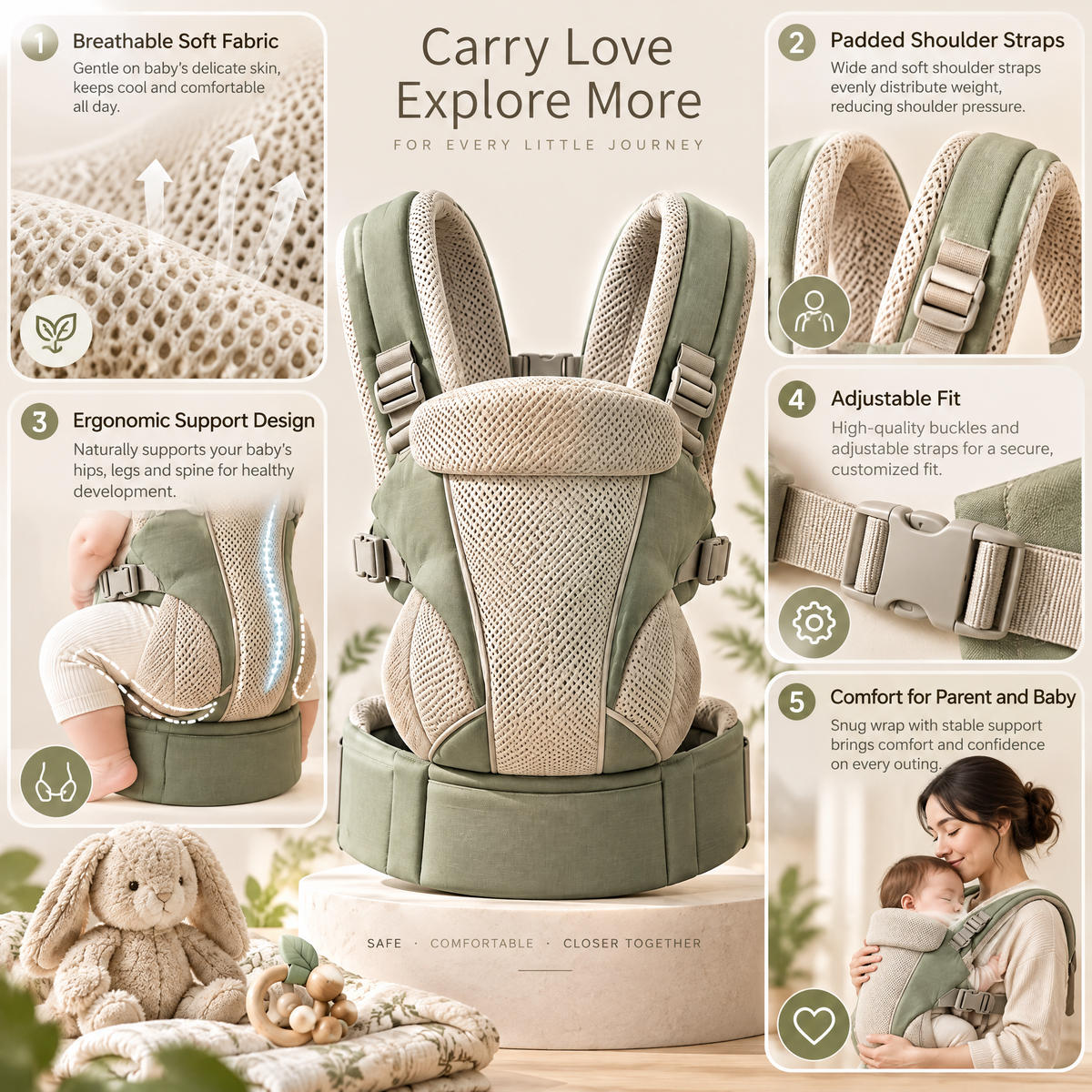 Arvenmont™ Breathable Ergonomic Baby Carrier
