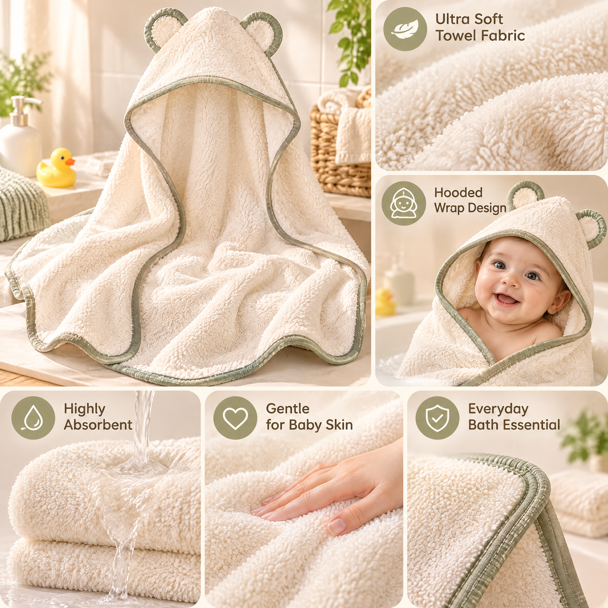 Arvenmont™ Hooded Baby Bath Towel